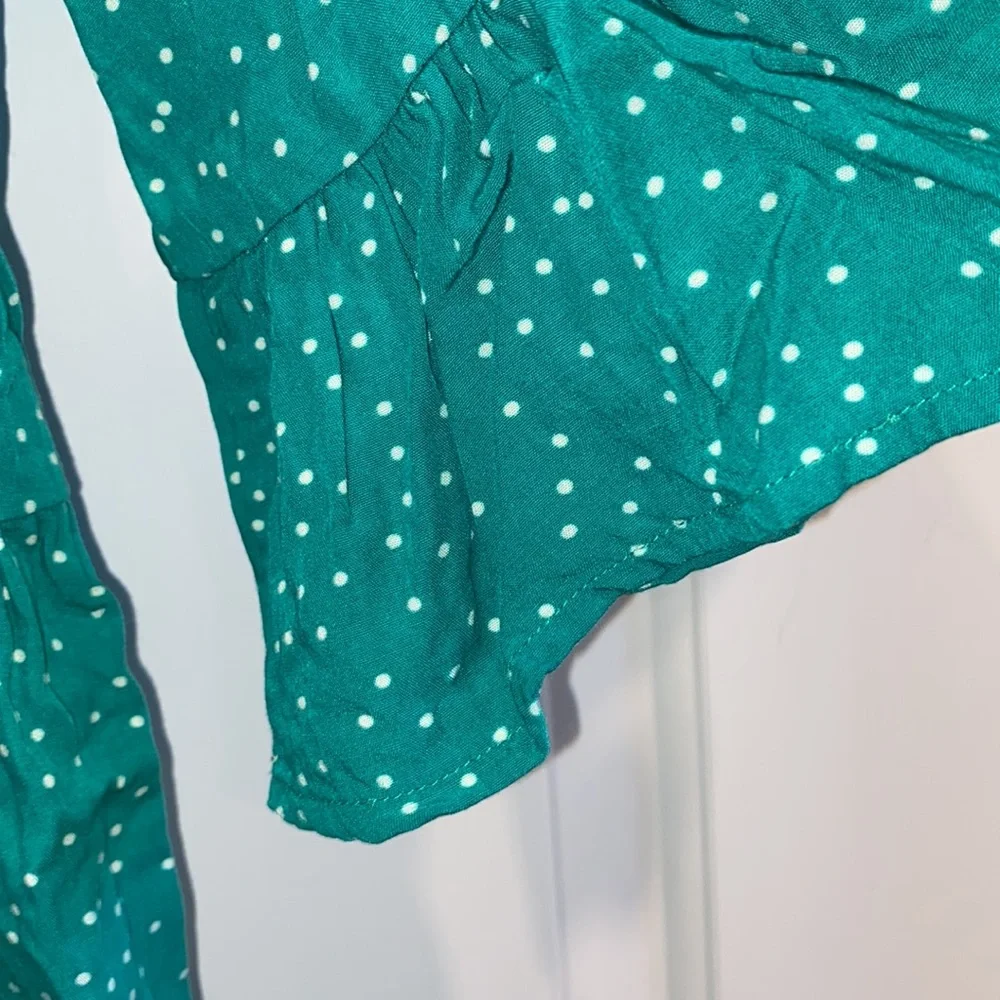 Gymboree Girls Green and White Polka Dot Dress